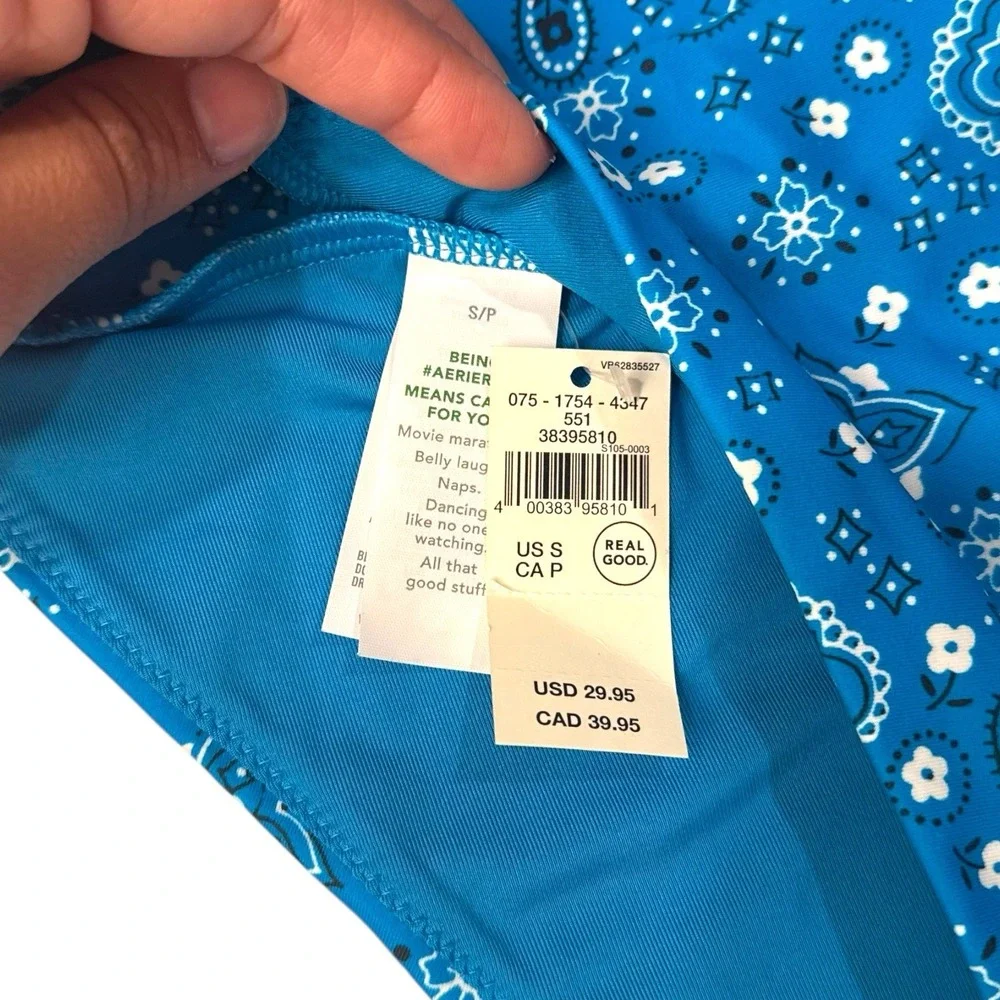 AMERICAN EAGLE AERIE BLUE BANDANA High Waisted Bottoms‎ 198